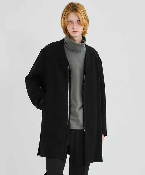 ATTACHMENT（アタッチメント）の「ダブルクロスノーカラーコート/PE/RY DOUBLE CLOTH COLLARLESS COAT（ノーカラーコート・メンズ・オフホワイト/ブラック/ブラウン・2）」の3枚目の写真