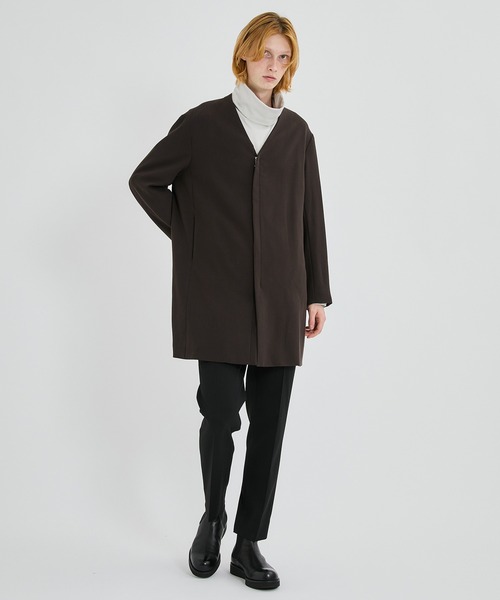 ATTACHMENT（アタッチメント）の「ダブルクロスノーカラーコート/PE/RY DOUBLE CLOTH COLLARLESS COAT（ノーカラーコート・メンズ・オフホワイト/ブラック/ブラウン・2）」の12枚目の写真
