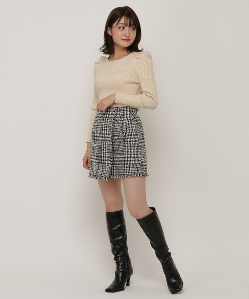 REDYAZEL（レディアゼル）の「ツイードラップミニスカート（スカート・レディース・ブラウン/ブラック・SMALL/MEDIUM）」の8枚目の写真