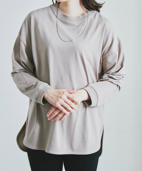 Fizz(フィズ)の「【Fizz/フィズ】 ラウンドヘムチュニック丈ロンTee(Tシャツ/カットソー・レディース・ホワイト/ブラック/ベージュ/グレイッシュベージュ・M/L)」の13枚目の写真