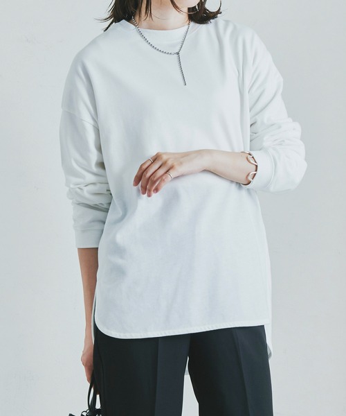 Fizz(フィズ)の「【Fizz/フィズ】 ラウンドヘムチュニック丈ロンTee(Tシャツ/カットソー・レディース・ホワイト/ブラック/ベージュ/グレイッシュベージュ・M/L)」の15枚目の写真