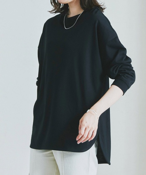 Fizz(フィズ)の「【Fizz/フィズ】 ラウンドヘムチュニック丈ロンTee(Tシャツ/カットソー・レディース・ホワイト/ブラック/ベージュ/グレイッシュベージュ・M/L)」の8枚目の写真