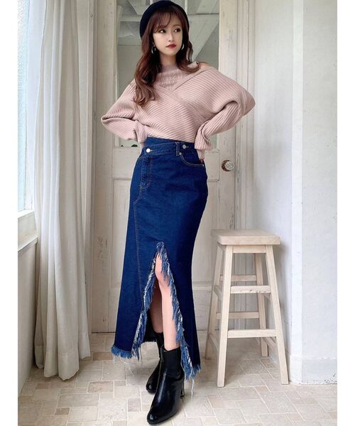 RESEXXY（リゼクシー）の「カシュクールレイヤードニットトップス（ニット/セーター・レディース・ブラック/ベージュ/アイボリー・FREE）」の12枚目の写真