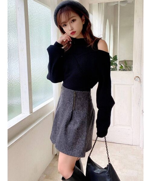 RESEXXY（リゼクシー）の「カシュクールレイヤードニットトップス（ニット/セーター・レディース・ブラック/ベージュ/アイボリー・FREE）」の16枚目の写真