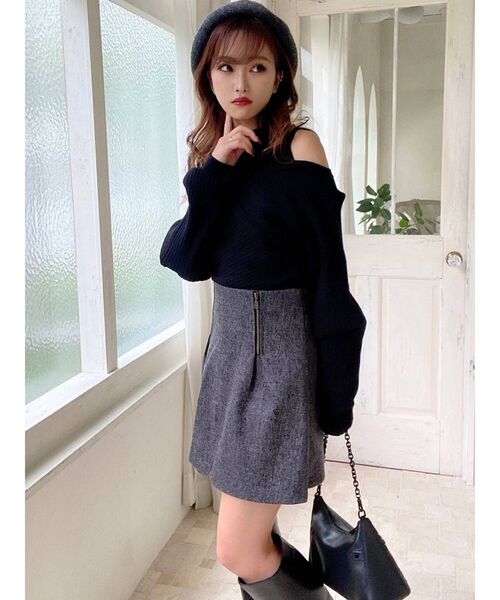 RESEXXY（リゼクシー）の「カシュクールレイヤードニットトップス（ニット/セーター・レディース・ブラック/ベージュ/アイボリー・FREE）」の17枚目の写真