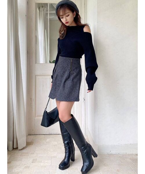 RESEXXY（リゼクシー）の「カシュクールレイヤードニットトップス（ニット/セーター・レディース・ブラック/ベージュ/アイボリー・FREE）」の21枚目の写真