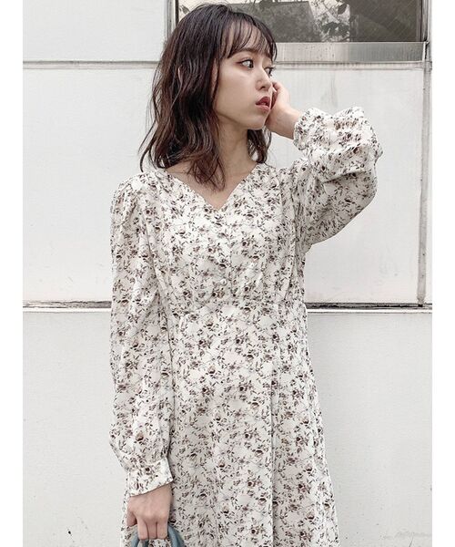ハイウエストフラワーワンピース