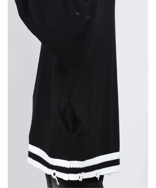 semantic design（セマンティックデザイン）の「セマンティックデザイン/semantic design グランジ加工 Vネック コットンニット（ニット/セーター・メンズ・ブラック/ホワイト・MEDIUM/LARGE）」の11枚目の写真