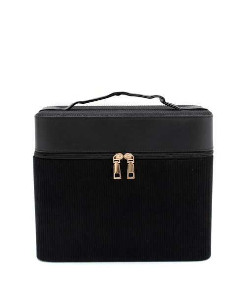 VitaFelice（ヴィータフェリーチェ）の「コーデュロイメイクボックス（左右各2段トレイ）（収納グッズ・レディース・ベージュ/ピンク/ブラック/ワイン・FREE）」の9枚目の写真