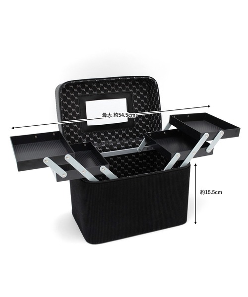 VitaFelice（ヴィータフェリーチェ）の「コーデュロイメイクボックス（左右各2段トレイ）（収納グッズ・レディース・ベージュ/ピンク/ブラック/ワイン・FREE）」の19枚目の写真