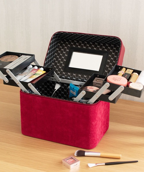 VitaFelice（ヴィータフェリーチェ）の「コーデュロイメイクボックス（左右各2段トレイ）（収納グッズ・レディース・ベージュ/ピンク/ブラック/ワイン・FREE）」の21枚目の写真