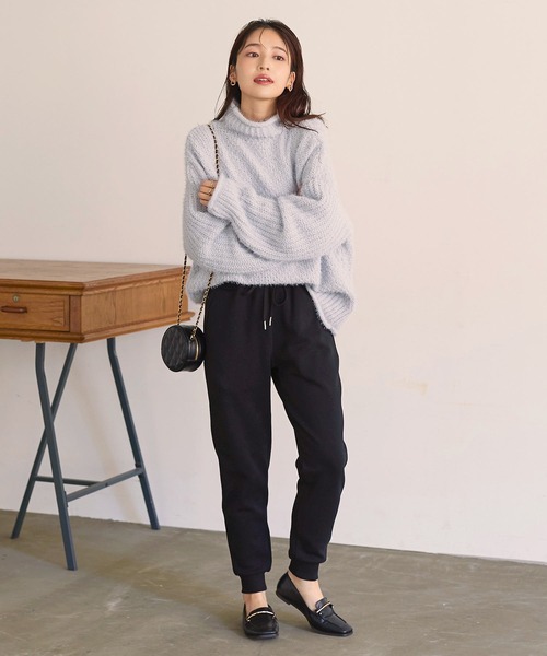 KOBE LETTUCE（コウベレタス）の「[ぬく盛り] 裏起毛ジョガーパンツ（その他パンツ・レディース・ホワイト/ブラック/ブラウン系/モカ・FREE/M/S/L）」の5枚目の写真