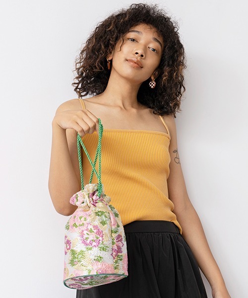 Casselini(キャセリーニ)の「Casselini(キャセリーニ)ジャガード巾着(ショルダーバッグ・レディース・モスグリーン/ピンク/ミント/ゴールド・FREE)」の9枚目の写真