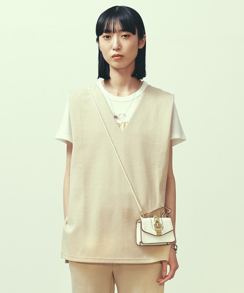 LAYMEE（レイミー）の「Dayly 2way CS / デイリー2wayカットソー（Tシャツ/カットソー・レディース・イエロー系その他/ベージュ/ネイビー・FREE）」の2枚目の写真