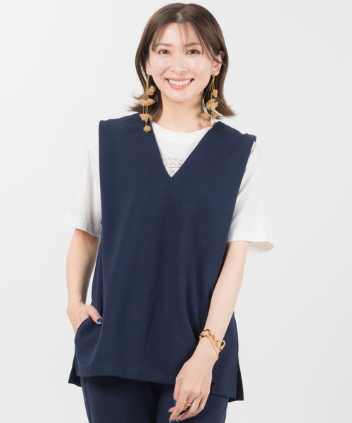 LAYMEE（レイミー）の「Dayly 2way CS / デイリー2wayカットソー（Tシャツ/カットソー・レディース・イエロー系その他/ベージュ/ネイビー・FREE）」の3枚目の写真