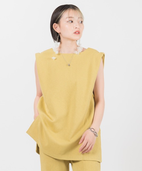 LAYMEE（レイミー）の「Dayly 2way CS / デイリー2wayカットソー（Tシャツ/カットソー・レディース・イエロー系その他/ベージュ/ネイビー・FREE）」の12枚目の写真