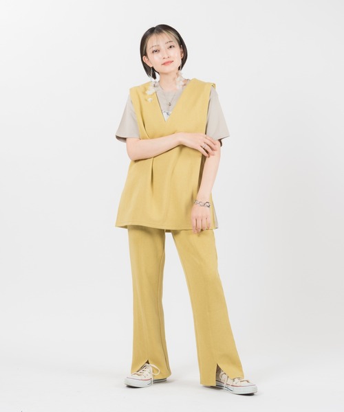 LAYMEE（レイミー）の「Dayly 2way CS / デイリー2wayカットソー（Tシャツ/カットソー・レディース・イエロー系その他/ベージュ/ネイビー・FREE）」の17枚目の写真