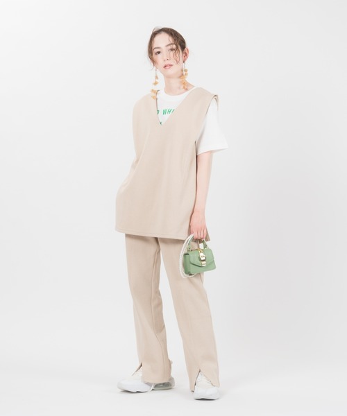 LAYMEE（レイミー）の「Dayly 2way CS / デイリー2wayカットソー（Tシャツ/カットソー・レディース・イエロー系その他/ベージュ/ネイビー・FREE）」の20枚目の写真