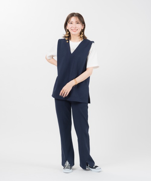 LAYMEE（レイミー）の「Dayly 2way CS / デイリー2wayカットソー（Tシャツ/カットソー・レディース・イエロー系その他/ベージュ/ネイビー・FREE）」の21枚目の写真