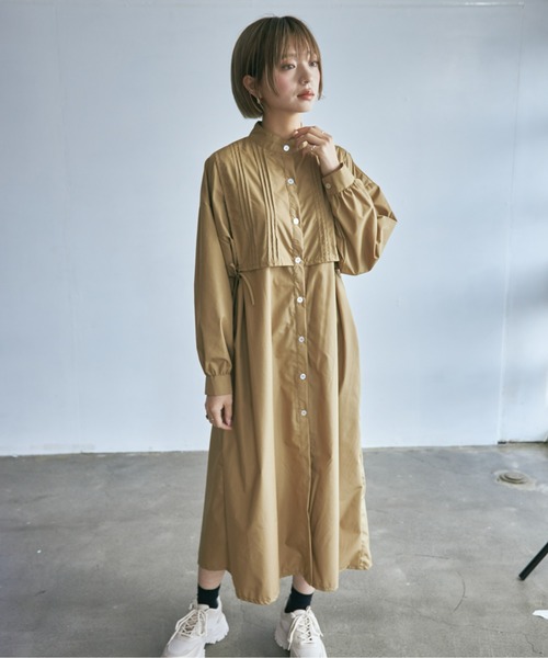 ECRIRE（エクリール）の「サイドリボンピンタックワンピース（ワンピース・レディース・ブラック/オフホワイト/ネイビー/ベージュ・M）」の17枚目の写真