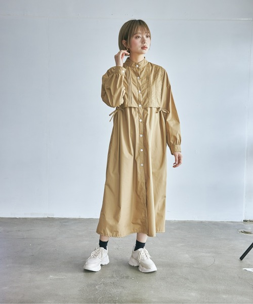 ECRIRE（エクリール）の「サイドリボンピンタックワンピース（ワンピース・レディース・ブラック/オフホワイト/ネイビー/ベージュ・M）」の15枚目の写真