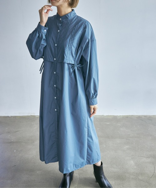 ECRIRE（エクリール）の「サイドリボンピンタックワンピース（ワンピース・レディース・ブラック/オフホワイト/ネイビー/ベージュ・M）」の13枚目の写真