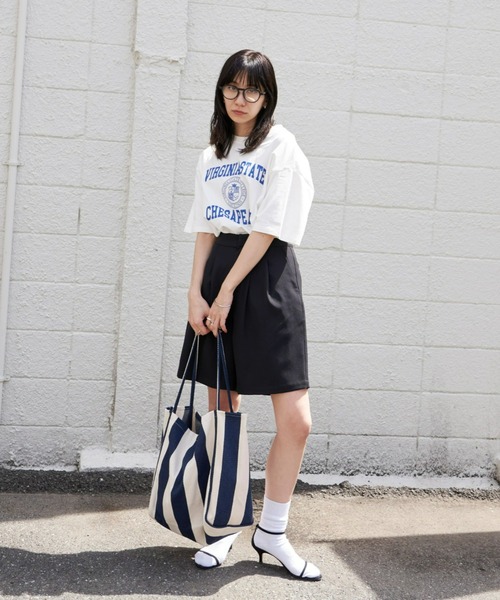 Auntie Rosa Holiday（アンティローザホリデー）の「ストライプオーバートート（トートバッグ・レディース・ブラック/ネイビー・FREE）」の10枚目の写真