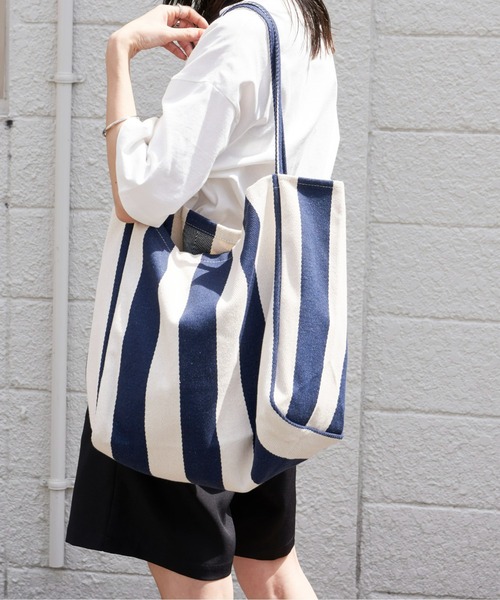 Auntie Rosa Holiday（アンティローザホリデー）の「ストライプオーバートート（トートバッグ・レディース・ブラック/ネイビー・FREE）」の9枚目の写真