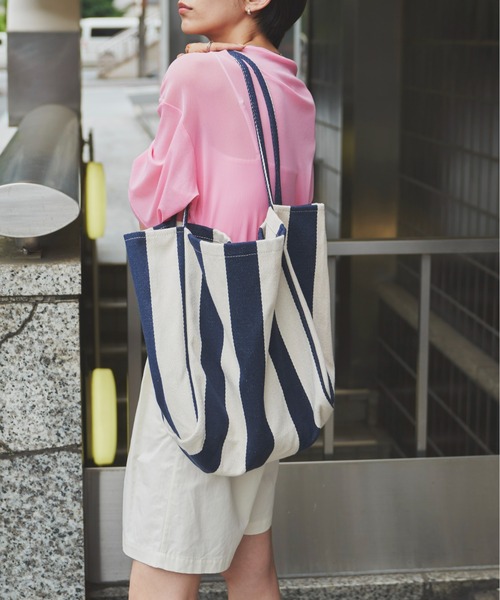 Auntie Rosa Holiday（アンティローザホリデー）の「ストライプオーバートート（トートバッグ・レディース・ブラック/ネイビー・FREE）」の13枚目の写真