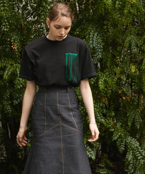 Keeepy（キーピー）の「【Keeepy】embroidered logo short sleeves  T-shirt（Tシャツ/カットソー・レディース・ブラック/ベージュ/グリーン・M/L）」の8枚目の写真
