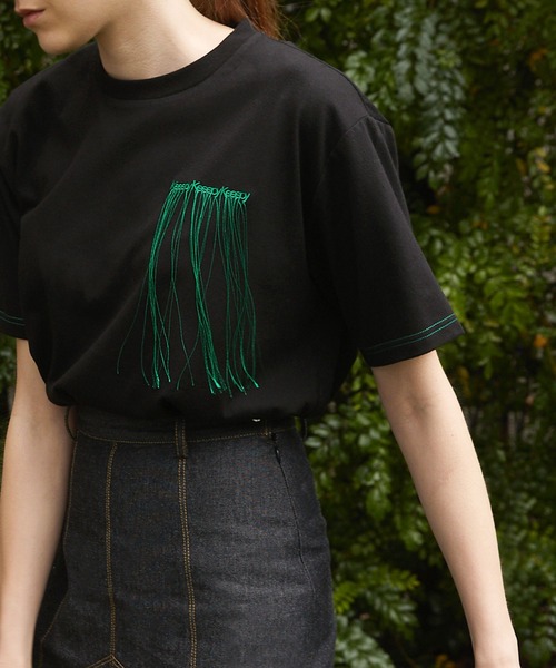 Keeepy（キーピー）の「【Keeepy】embroidered logo short sleeves  T-shirt（Tシャツ/カットソー・レディース・ブラック/ベージュ/グリーン・M/L）」の9枚目の写真
