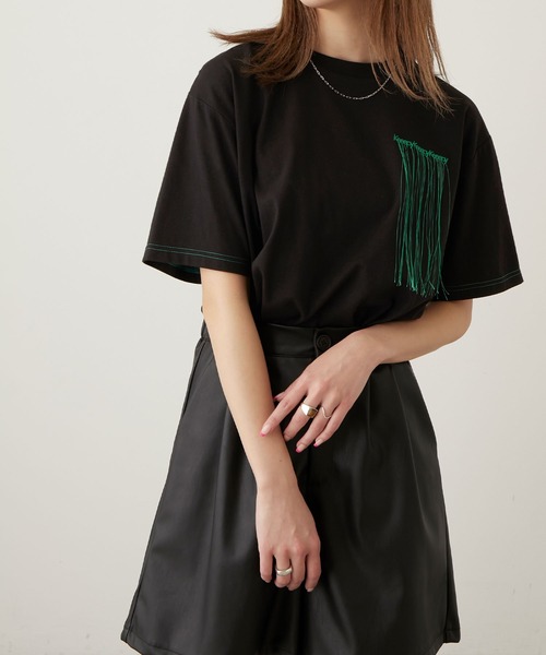Keeepy（キーピー）の「【Keeepy】embroidered logo short sleeves  T-shirt（Tシャツ/カットソー・レディース・ブラック/ベージュ/グリーン・M/L）」の14枚目の写真