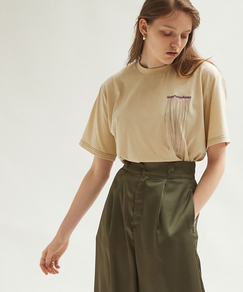 Keeepy（キーピー）の「【Keeepy】embroidered logo short sleeves  T-shirt（Tシャツ/カットソー・レディース・ブラック/ベージュ/グリーン・M/L）」の22枚目の写真
