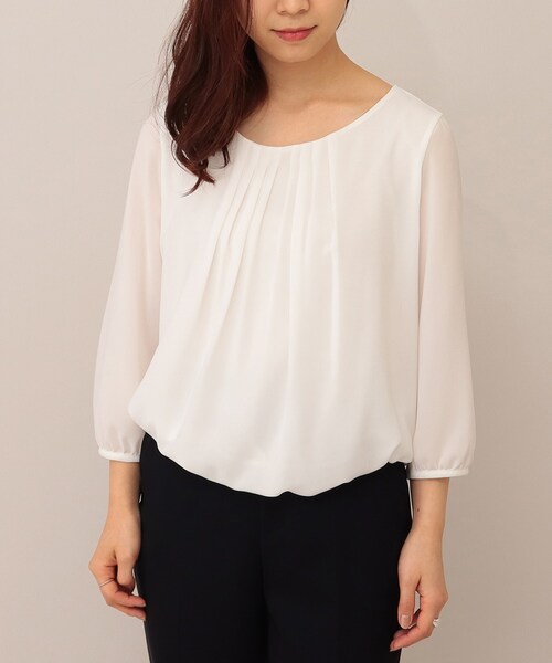 UNTITLED（アンタイトル）の「◆プレーヌツイルブラウス【マシンウォッシャブル】（Tシャツ/カットソー・レディース・オフホワイト/ナチュラル・02/01/03）」の4枚目の写真