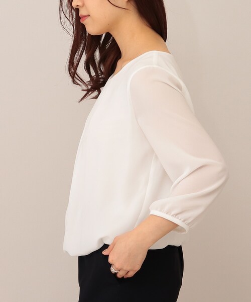 UNTITLED（アンタイトル）の「◆プレーヌツイルブラウス【マシンウォッシャブル】（Tシャツ/カットソー・レディース・オフホワイト/ナチュラル・02/01/03）」の5枚目の写真