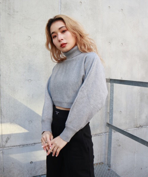 FIG&VIPER（フィグアンドバイパー）の「タートルクロップドニットTOP（ニット/セーター・レディース・ブラック/グレー/アイボリー・FREE）」の6枚目の写真