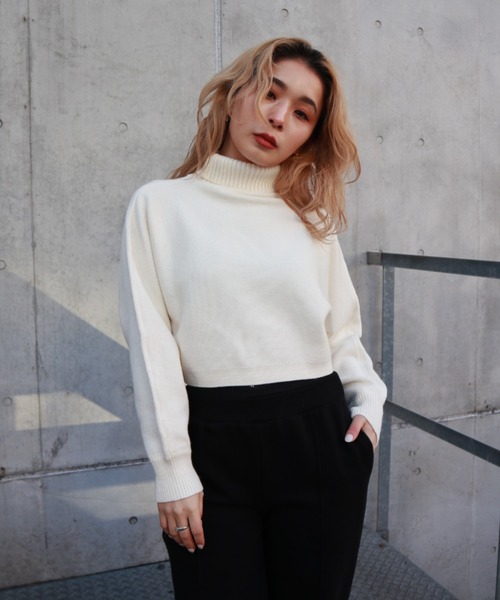 FIG&VIPER（フィグアンドバイパー）の「タートルクロップドニットTOP（ニット/セーター・レディース・ブラック/グレー/アイボリー・FREE）」の8枚目の写真