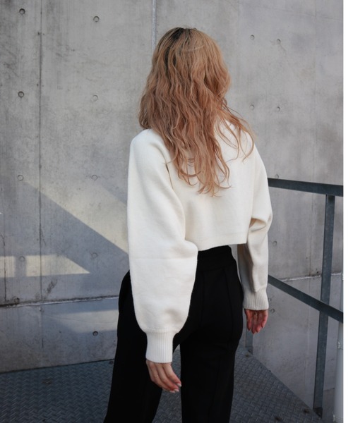 FIG&VIPER（フィグアンドバイパー）の「タートルクロップドニットTOP（ニット/セーター・レディース・ブラック/グレー/アイボリー・FREE）」の12枚目の写真