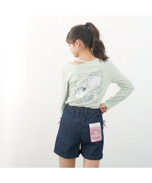 Candychuu（キャンディチュウ）の「レースアップデニムショーパン（その他パンツ・キッズ・サックスブルー/ブルー・120/130/140/150/160）」の3枚目の写真
