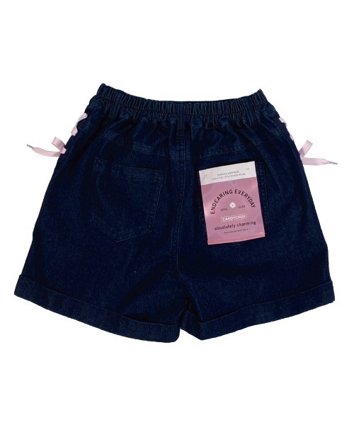 Candychuu（キャンディチュウ）の「レースアップデニムショーパン（その他パンツ・キッズ・サックスブルー/ブルー・120/130/140/150/160）」の5枚目の写真