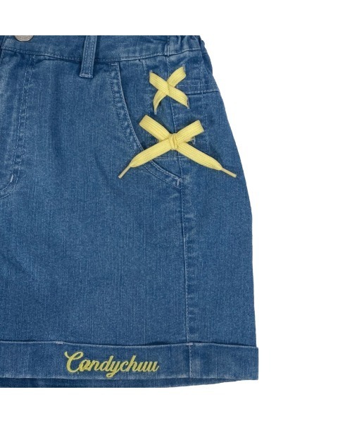 Candychuu（キャンディチュウ）の「レースアップデニムショーパン（その他パンツ・キッズ・サックスブルー/ブルー・120/130/140/150/160）」の9枚目の写真