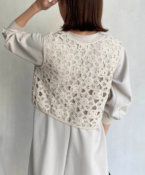 CAPRICIEUX LE'MAGE(カプリシューレマージュ)の「クロシェ風ミニベスト(ベスト・レディース・ブラック/ライトベージュ・FREE)」の20枚目の写真