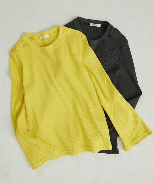 FREAK'S STORE（フリークスストア）の「ピグメントリブクルーネック（Tシャツ/カットソー・レディース・ブラック/イエロー/グリーン/ピンク系その他・ﾌﾘ-）」の3枚目の写真