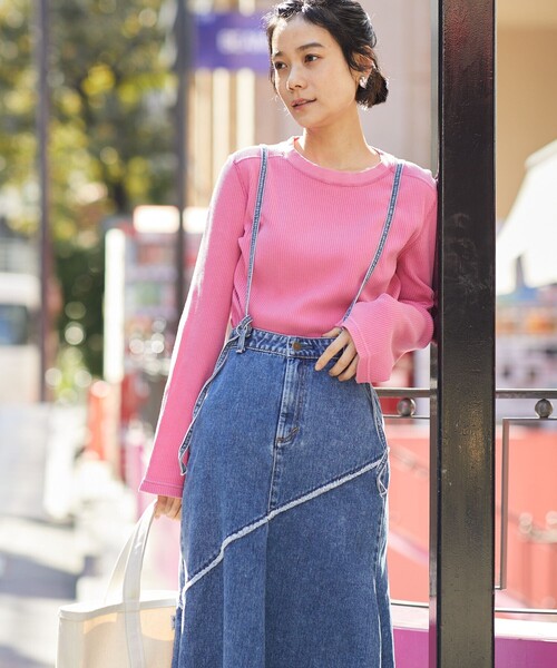 FREAK'S STORE（フリークスストア）の「ピグメントリブクルーネック（Tシャツ/カットソー・レディース・ブラック/イエロー/グリーン/ピンク系その他・ﾌﾘ-）」の5枚目の写真