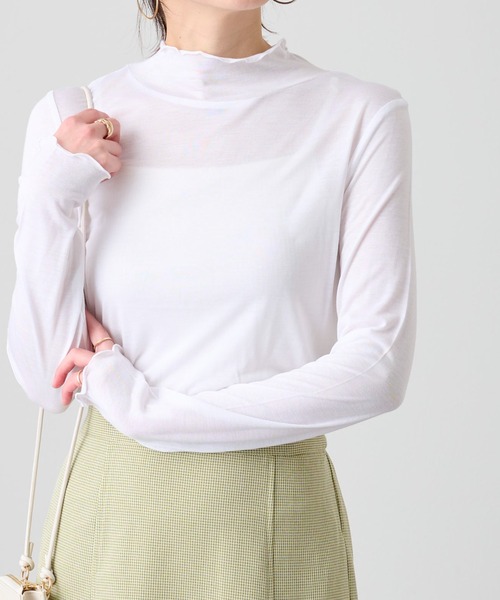 COLONY 2139（コロニートゥーワンスリーナイン）の「天竺シアーメローロンT/シアープチハイネックロンＴ（Tシャツ/カットソー・レディース・ブラック/グリーン/アイボリー/オレンジ・FREE）」の2枚目の写真