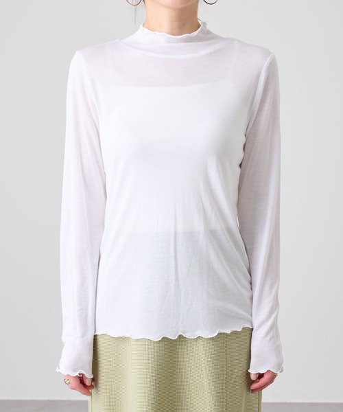 COLONY 2139（コロニートゥーワンスリーナイン）の「天竺シアーメローロンT/シアープチハイネックロンＴ（Tシャツ/カットソー・レディース・ブラック/グリーン/アイボリー/オレンジ・FREE）」の16枚目の写真