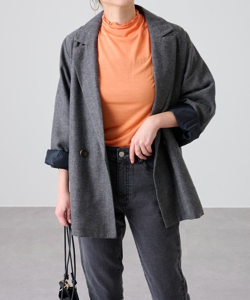 COLONY 2139（コロニートゥーワンスリーナイン）の「天竺シアーメローロンT/シアープチハイネックロンＴ（Tシャツ/カットソー・レディース・ブラック/グリーン/アイボリー/オレンジ・FREE）」の11枚目の写真