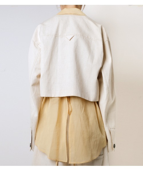 iRENE（アイレネ）の「Canapa Gabardine Cropped Blouson（テーラードジャケット・レディース・ホワイト・36）」の4枚目の写真