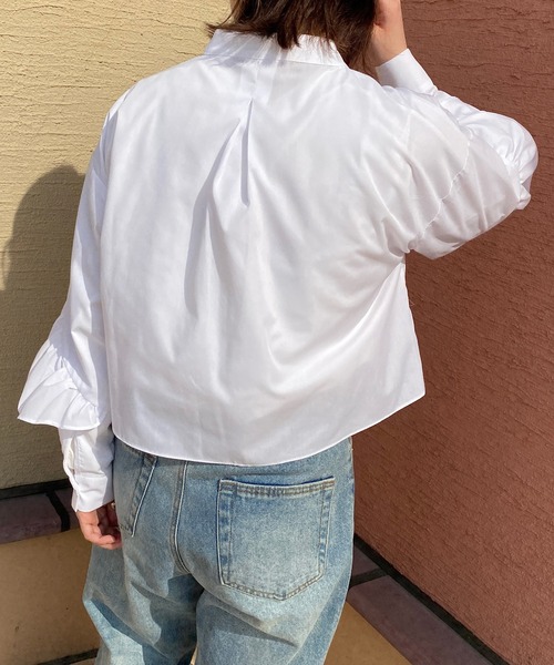 PairPair（ペアペア）の「ラッフルフリルシャツ（シャツ/ブラウス・レディース・オフホワイト/イエロー/ブルー系その他・フリー）」の4枚目の写真