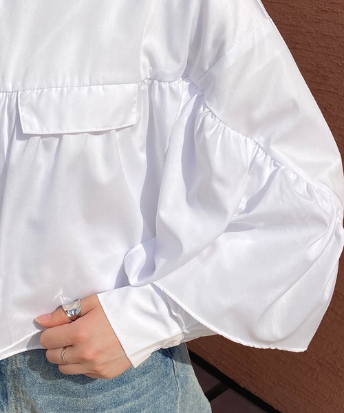 PairPair（ペアペア）の「ラッフルフリルシャツ（シャツ/ブラウス・レディース・オフホワイト/イエロー/ブルー系その他・フリー）」の6枚目の写真